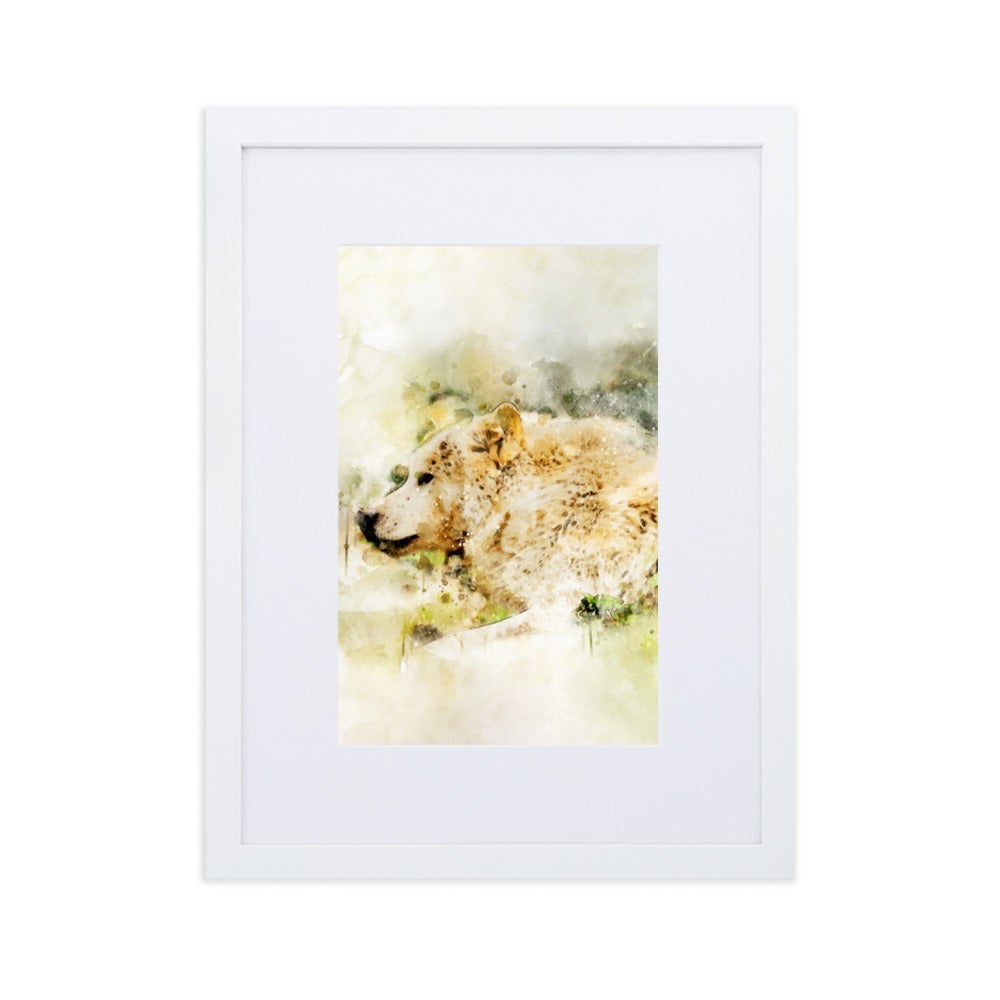Wolf - Poster im Rahmen mit Passepartout Weiß / 30×40 cm artlia