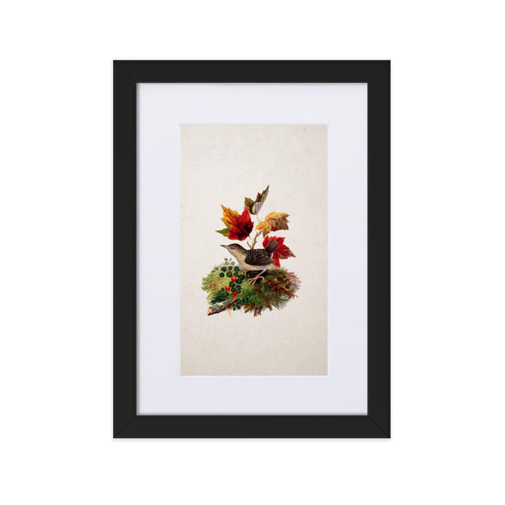 Zaunkönig - Poster im Rahmen mit Passepartout schwarz / 21×30 cm artlia