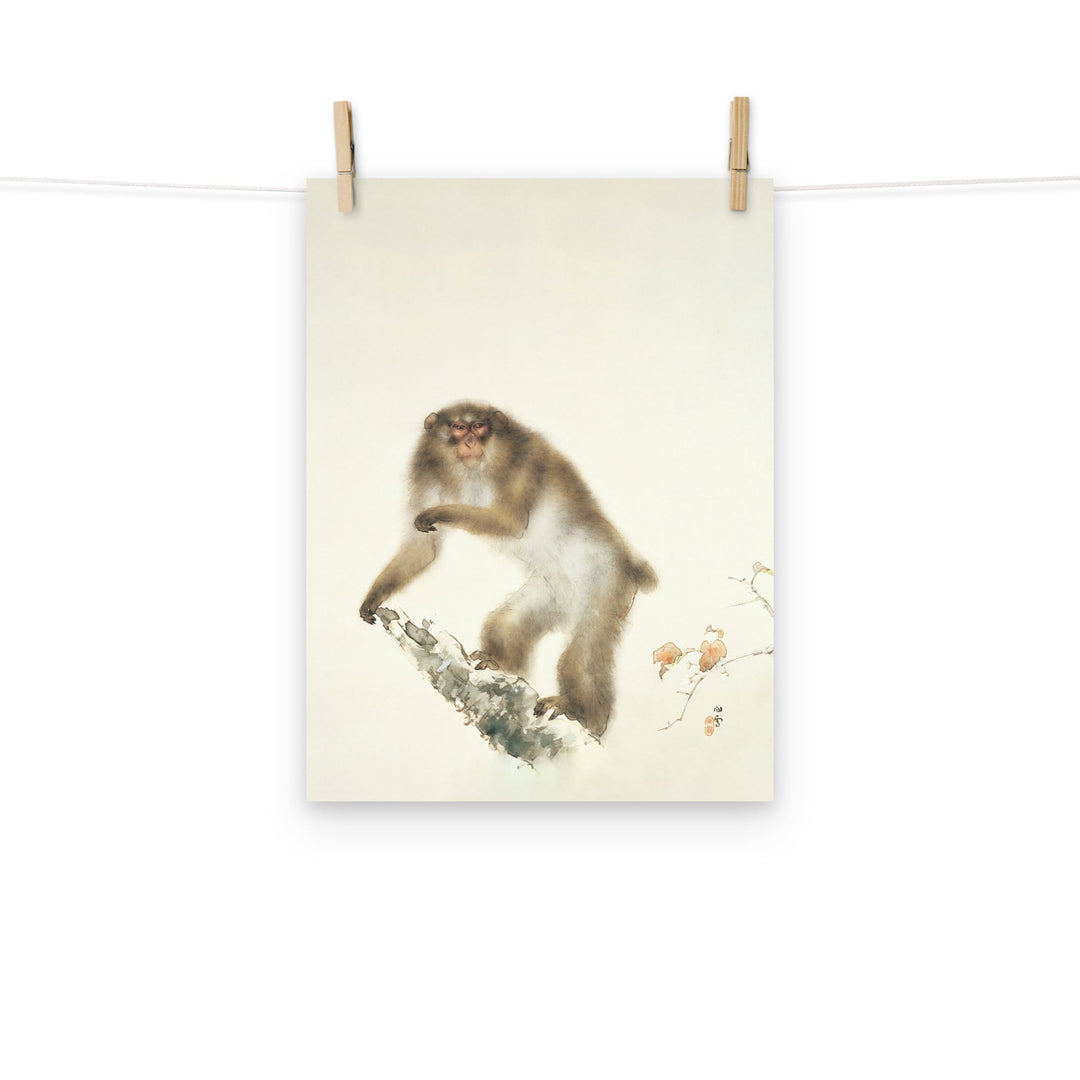 Kansetsu_Hashimoto-Old_Monkey_with_Cherry_in_Autumn_enhanced-matte-paper-poster-_cm_-30x40-cm-front-min