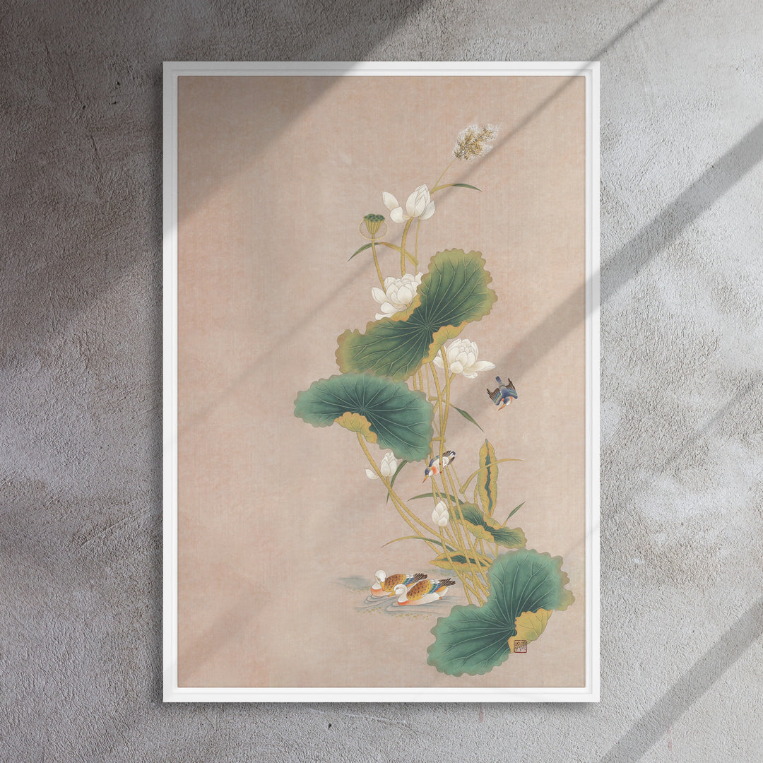 Canvas - Seungmin Yoon, Lotus Blossoms with Birds