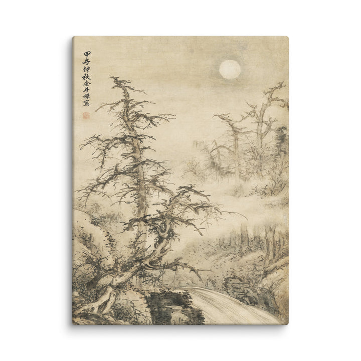 Lienzo - Paisaje otoñal nocturno bajo la luna