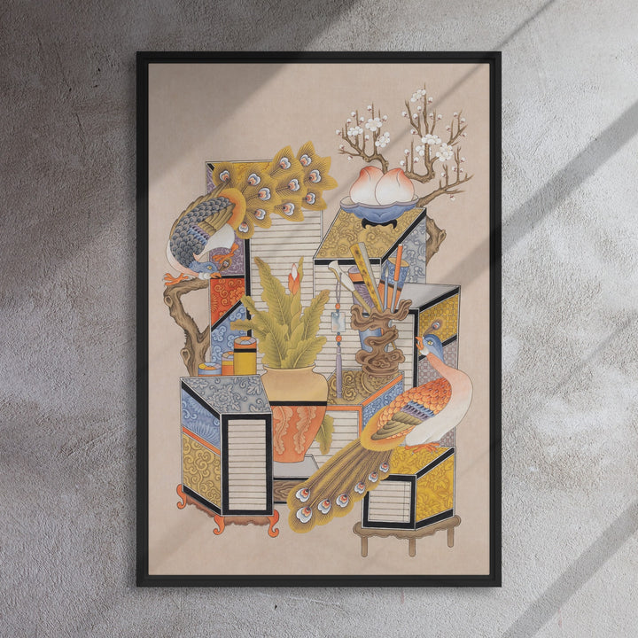 canvas-korean-sehnsucht-nach-wissen-mit-pfau-longing-for-knowledge-with-peacock-seungmin-yoon_2_-min