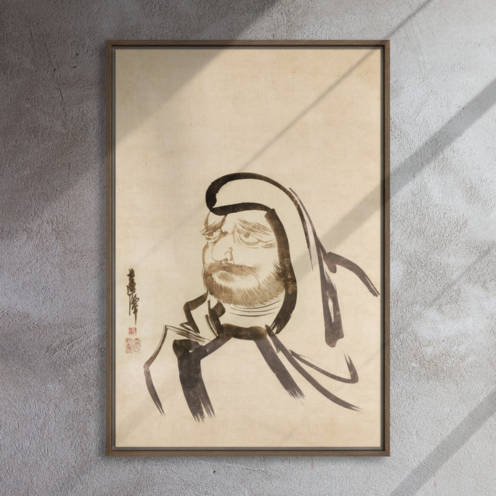 framed-canvas-_in_-brown-24x36-bodhidharma-daruma-in-tuschmalerei-myeong-guk-kim
