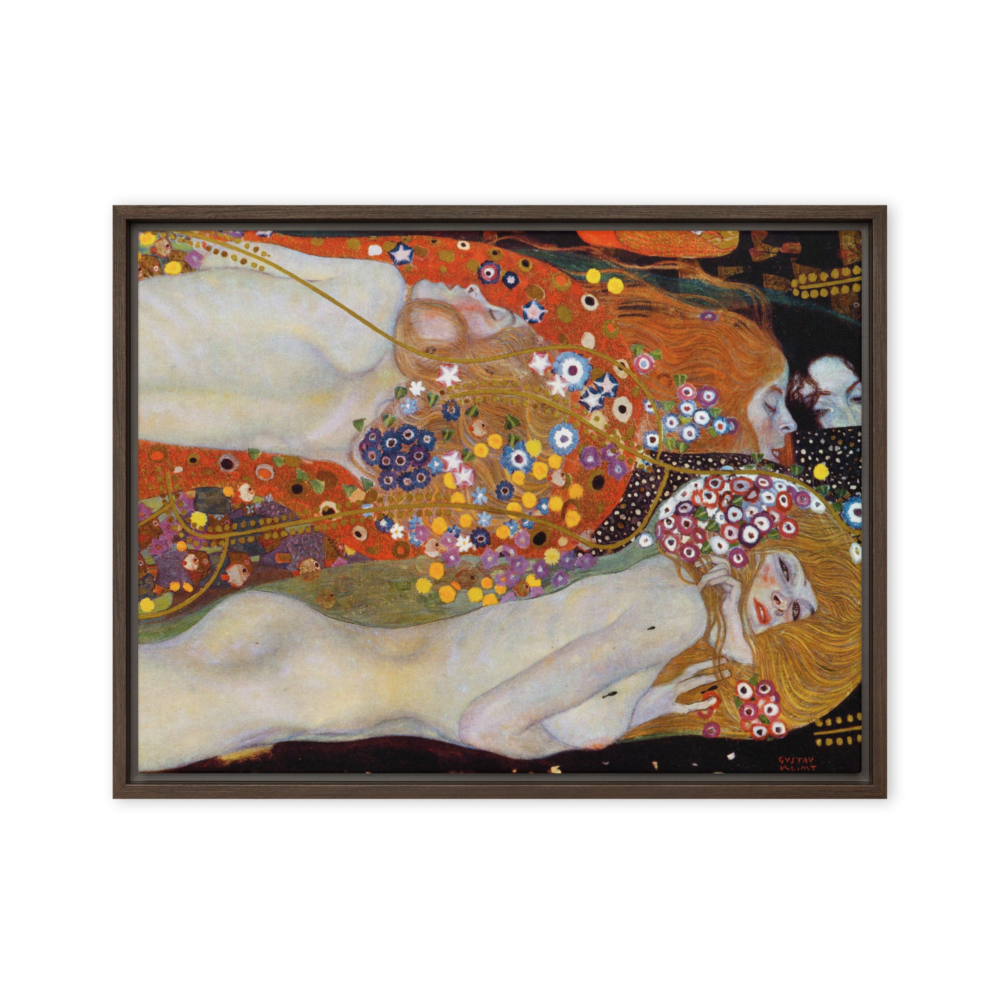 Gustav Klimt 'Sea Serpents' Bronze-Framed hotsell Canvas Wall Art (16 in x 28 Framed Size, Ready to Hang)