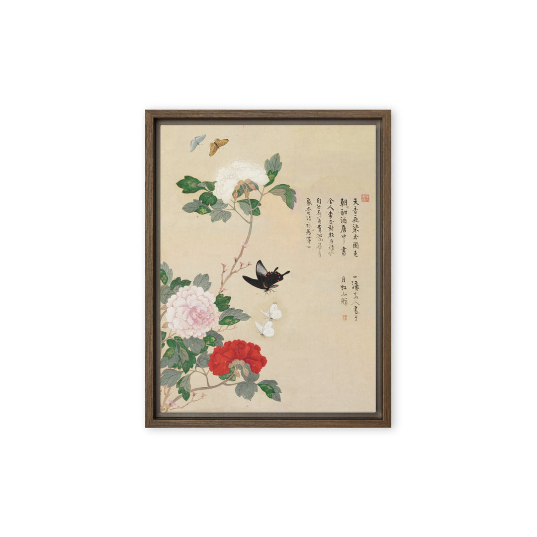 Leinwand - Blumen und Schmetterlinge Braun / 31x41 cm (12″×16″) artlia