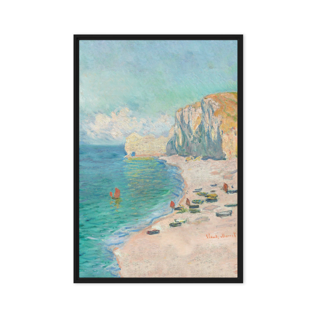 Leinwand - Claude Monet, Étretat: The Beach and the Falaise d'Amont Claude Monet Schwarz / 61x91 cm (24″×36″) artlia