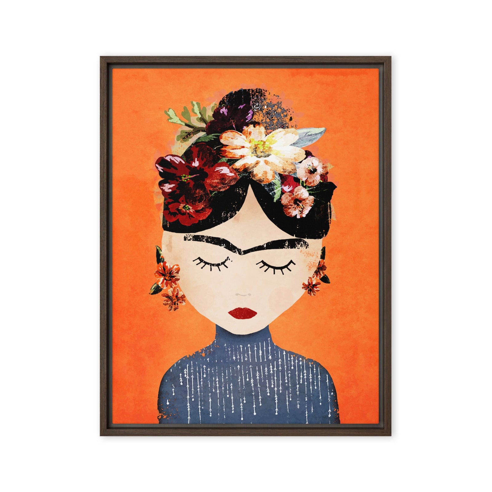 Leinwand - Frida Kahlo Orange Kuratoren von artlia Braun / 46x61 cm (18″×24″) artlia