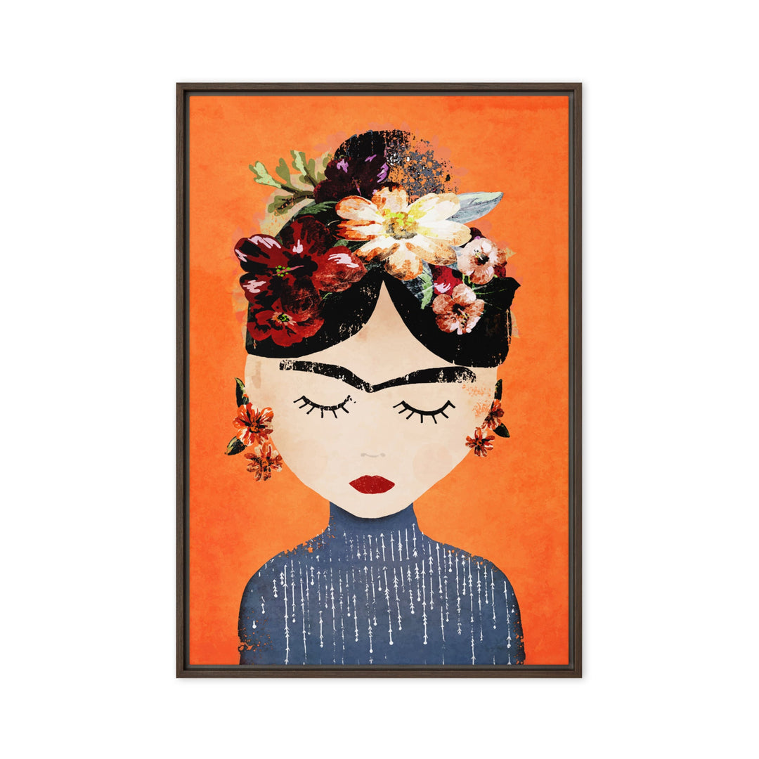 Leinwand - Frida Kahlo Orange Kuratoren von artlia Braun / 61x91 cm (24″×36″) artlia