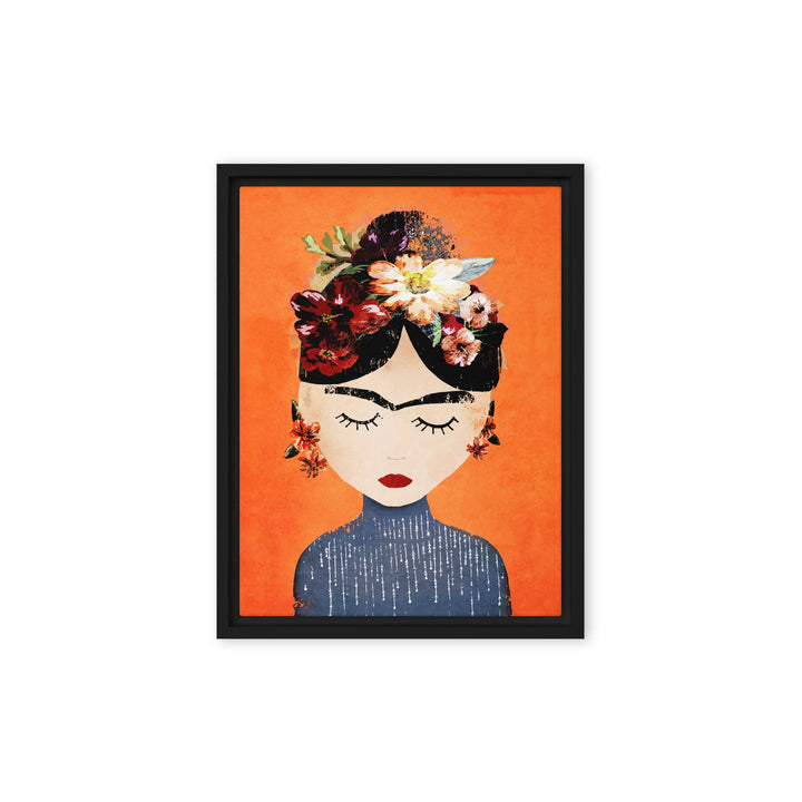 Leinwand - Frida Kahlo Orange Kuratoren von artlia Schwarz / 31x41 cm (12″×16″) artlia