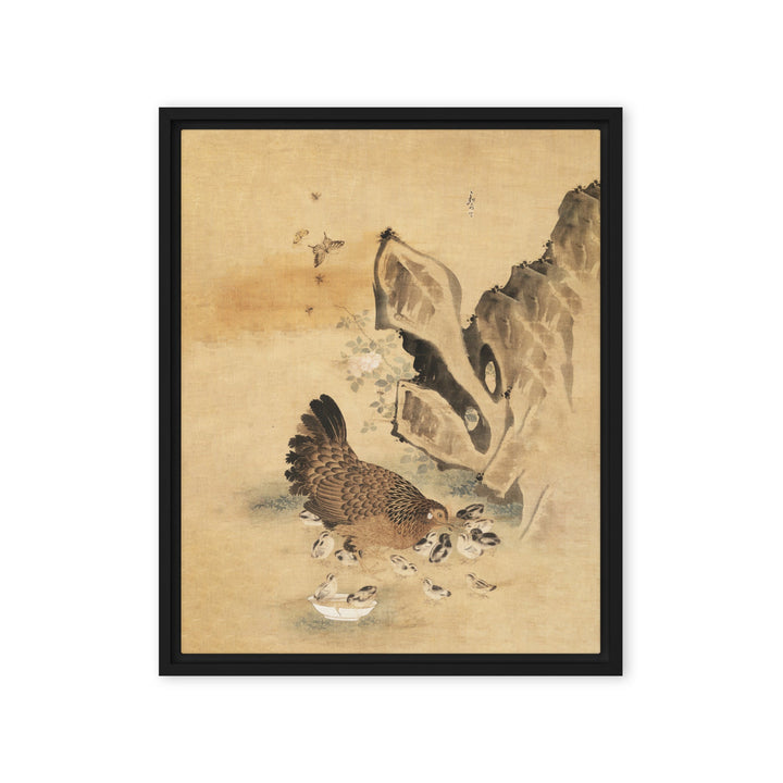 Leinwand - Henne und Küken, Byeon Sang-byeok Byeon Sang-byeok Schwarz / 41x51 cm (16″×20″) artlia