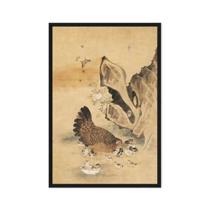Leinwand - Henne und Küken, Byeon Sang-byeok Byeon Sang-byeok Schwarz / 51x76 cm (20″×30″) artlia