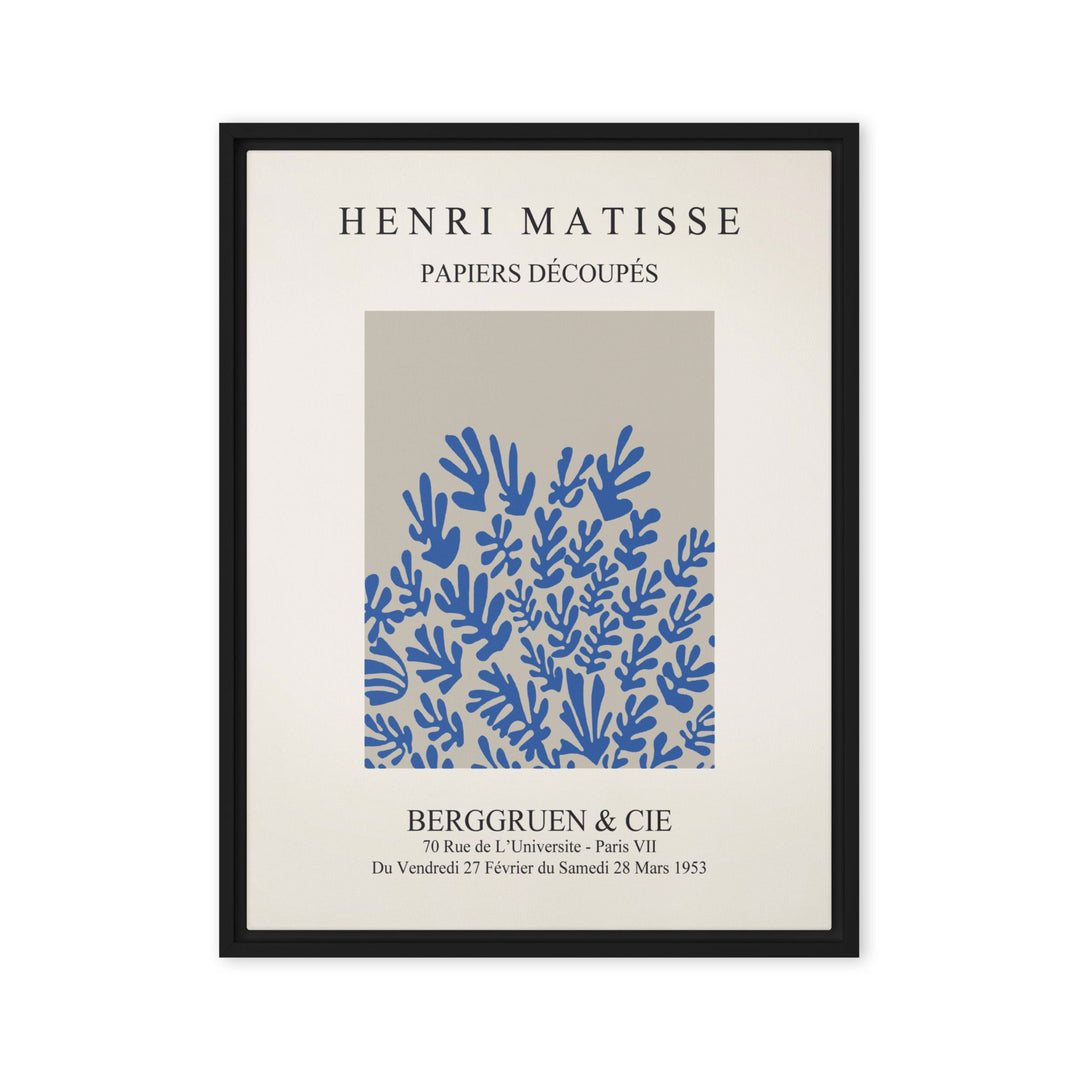 Leinwand - Henri Matisse, Papier Découpés blaue Blumen Henri Matisse Schwarz / 46x61 cm (18″×24″) artlia