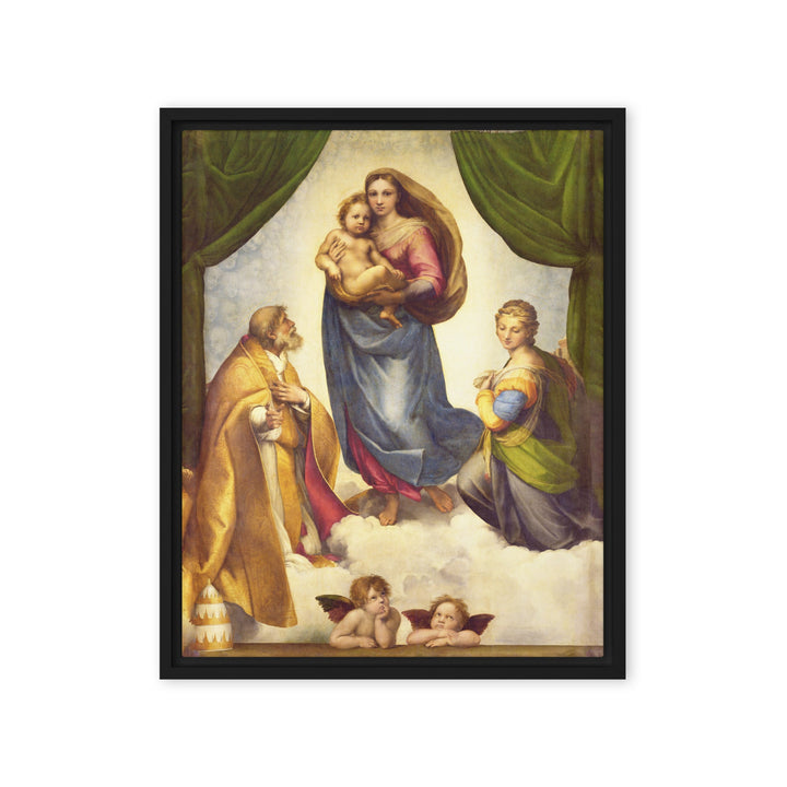 Leinwand - Raffaello Sanzio da Urbino, Die Sixtinische Madonna Raffaello Sanzio da Urbino Schwarz / 41x51 cm (16″×20″) artlia