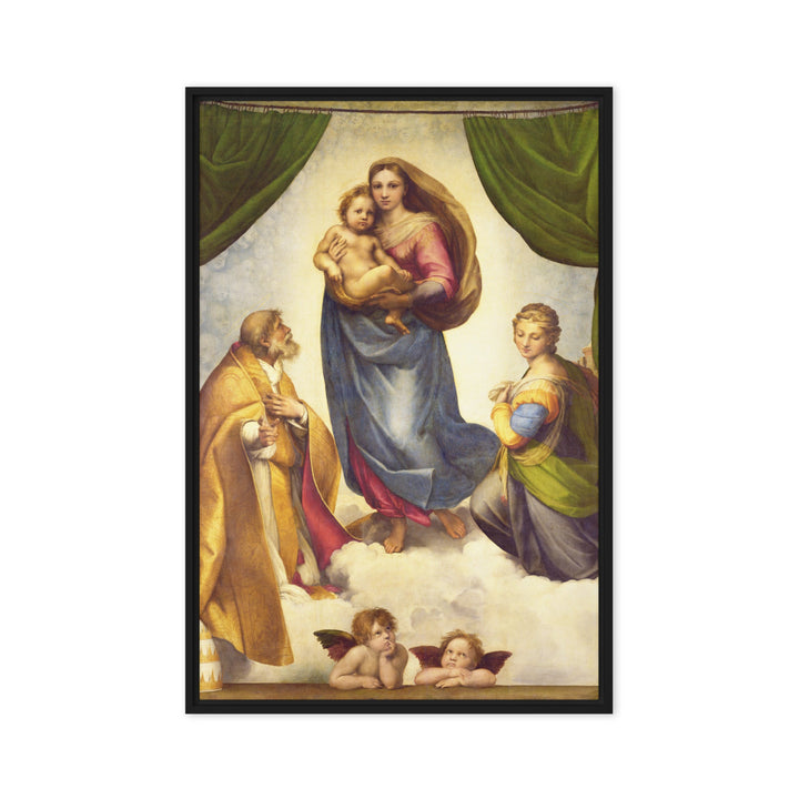 Leinwand - Raffaello Sanzio da Urbino, Die Sixtinische Madonna Raffaello Sanzio da Urbino Schwarz / 51x76 cm (20″×30″) artlia