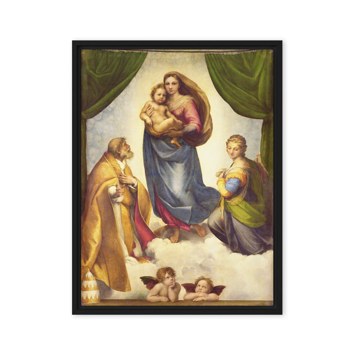 Leinwand - Raffaello Sanzio da Urbino, Die Sixtinische Madonna Raffaello Sanzio da Urbino Schwarz / 61x81 cm (24″×32″) artlia