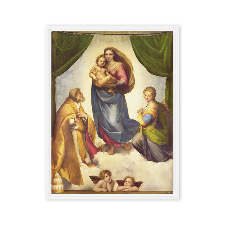 Leinwand - Raffaello Sanzio da Urbino, Die Sixtinische Madonna Raffaello Sanzio da Urbino Weiß / 46x61 cm (18″×24″) artlia