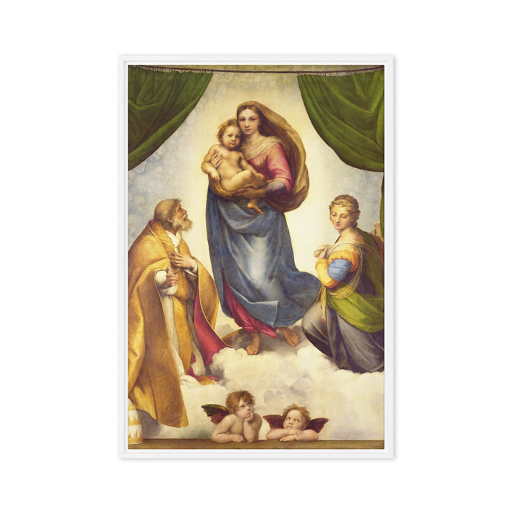 Leinwand - Raffaello Sanzio da Urbino, Die Sixtinische Madonna Raffaello Sanzio da Urbino Weiß / 51x76 cm (20″×30″) artlia
