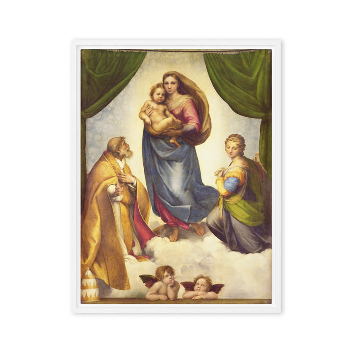 Leinwand - Raffaello Sanzio da Urbino, Die Sixtinische Madonna Raffaello Sanzio da Urbino Weiß / 61x81 cm (24″×32″) artlia