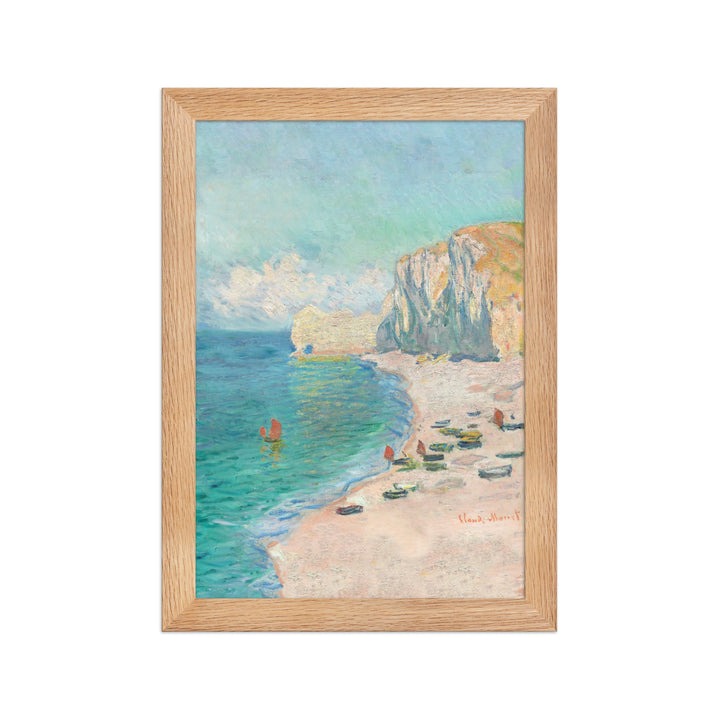 Poster - Claude Monet, Étretat: The Beach and the Falaise d'Amont Oak / 21×30 cm artlia