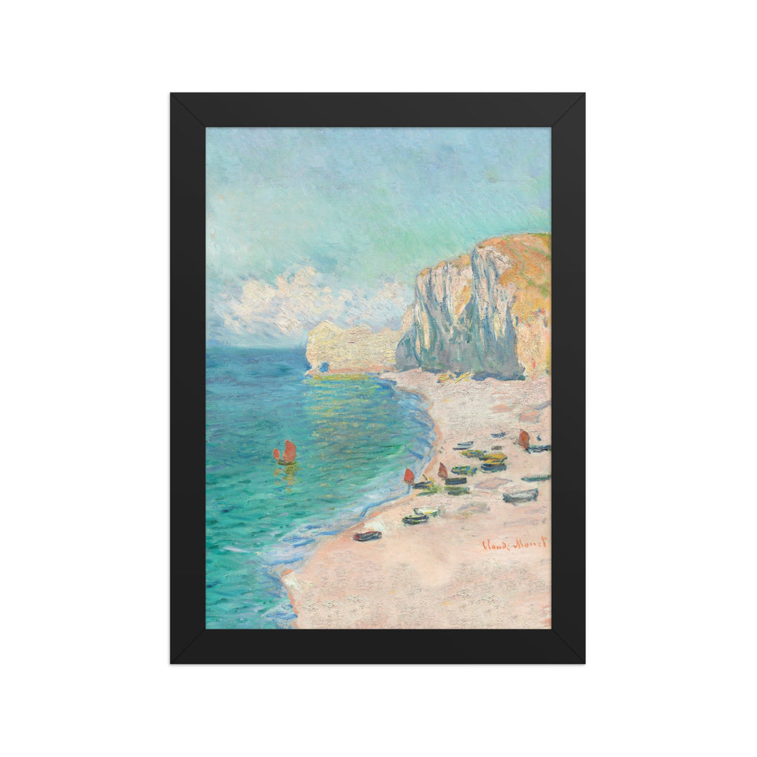 Poster - Claude Monet, Étretat: The Beach and the Falaise d'Amont Schwarz / 21×30 cm artlia