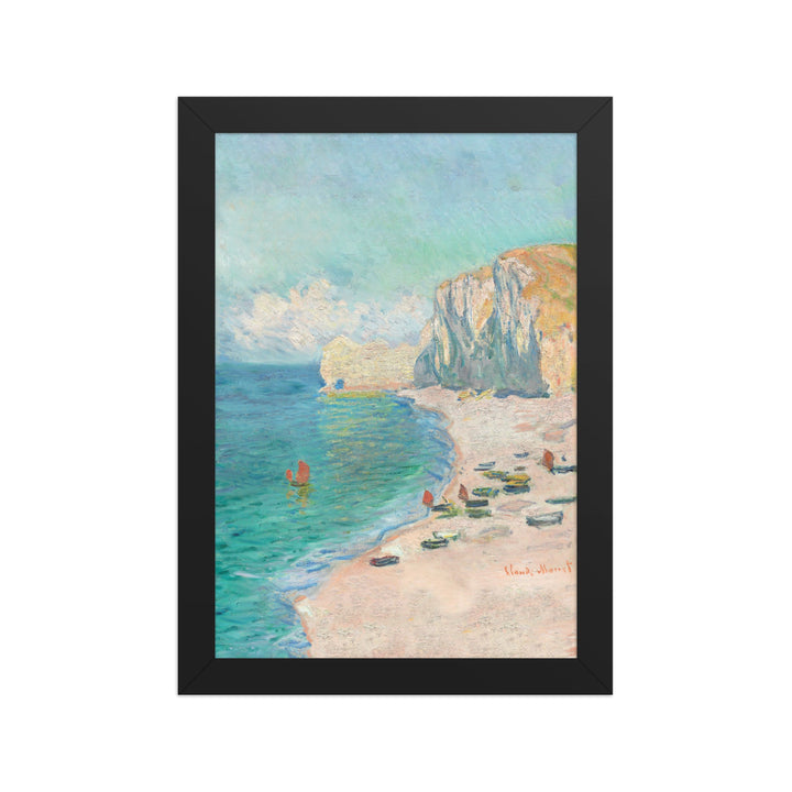 Poster - Claude Monet, Étretat: The Beach and the Falaise d'Amont Schwarz / 21×30 cm artlia