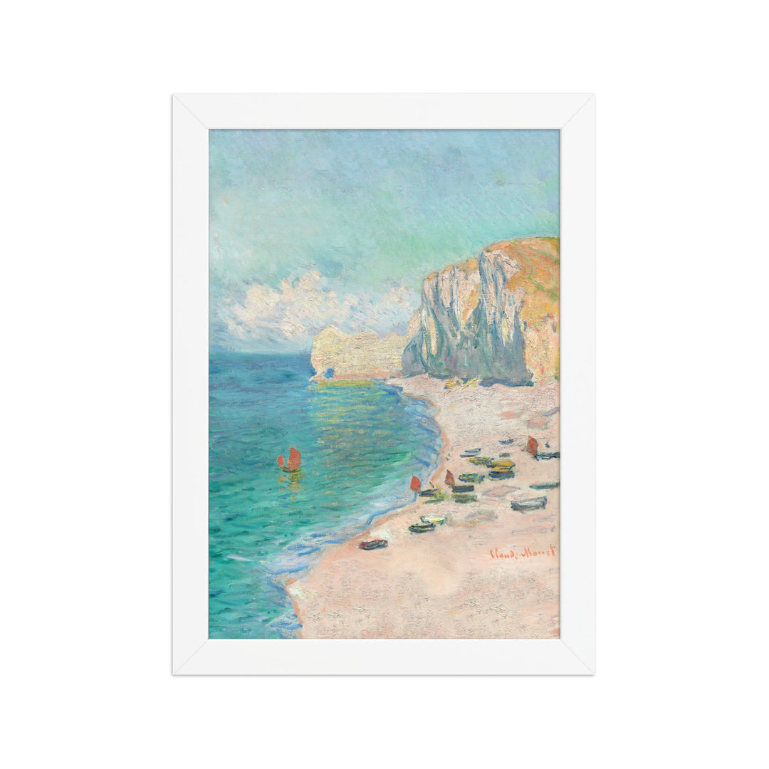 Poster - Claude Monet, Étretat: The Beach and the Falaise d'Amont Weiß / 21×30 cm artlia
