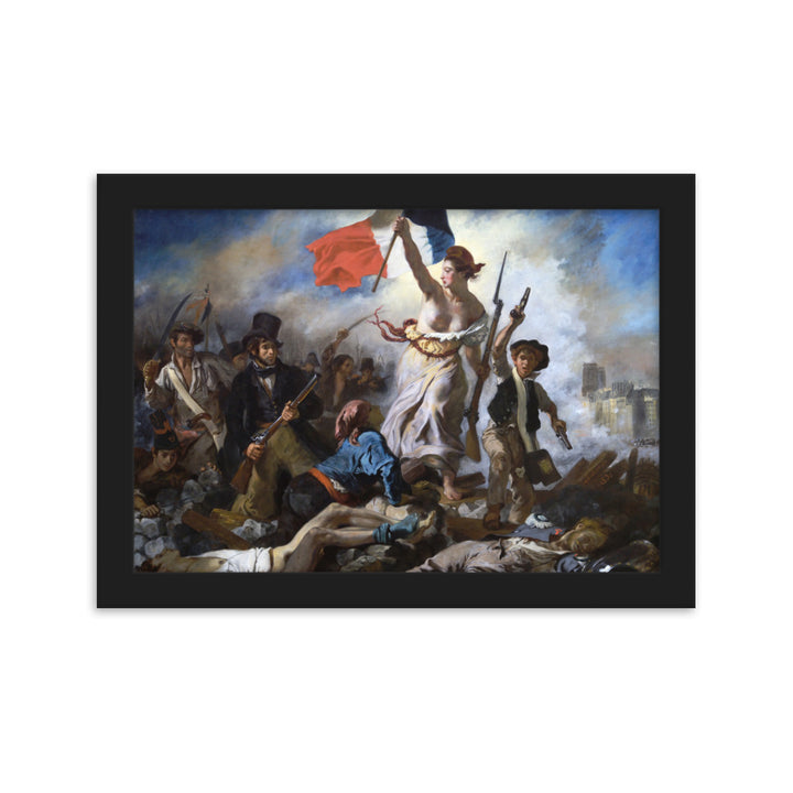 Poster - Eugène Delacroix, Die Freiheit führt das Volk Eugène Delacroix Schwarz / 21×30 cm artlia
