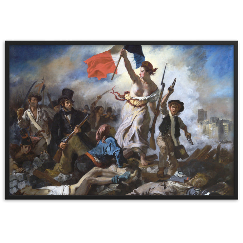 Poster - Eugène Delacroix, Die Freiheit führt das Volk Eugène Delacroix Schwarz / 61×91 cm artlia