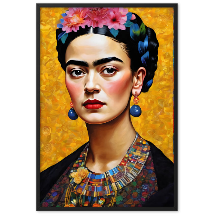 Poster - Frida Kahlo in the style of Gustav Klimt Kuratoren von artlia Schwarz / 61×91 cm artlia