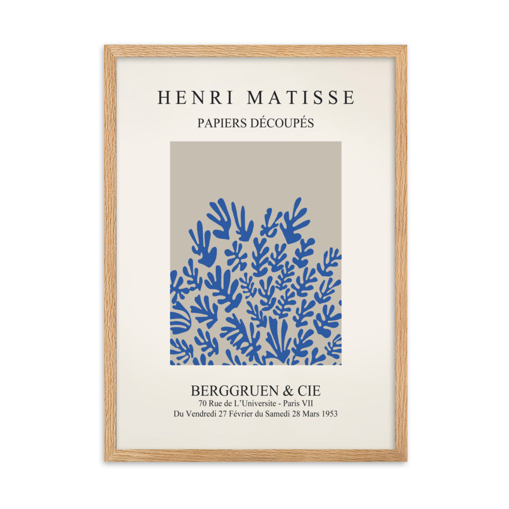 Poster - Henri Matisse, Papier Découpés blaue Blumen Henri Matisse Oak / 50×70 cm artlia