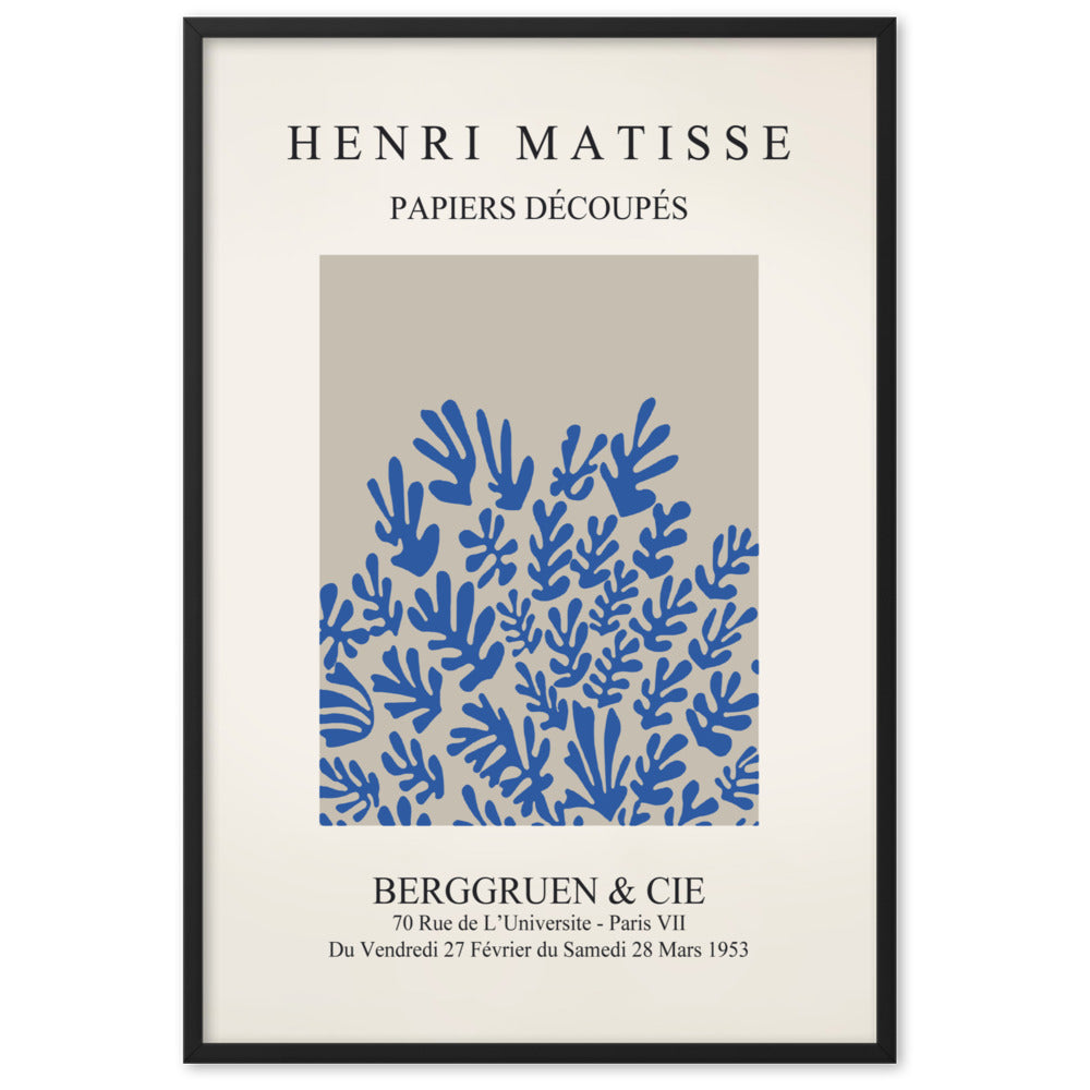 Poster - Henri Matisse, Papier Découpés blaue Blumen Henri Matisse Schwarz / 61×91 cm artlia