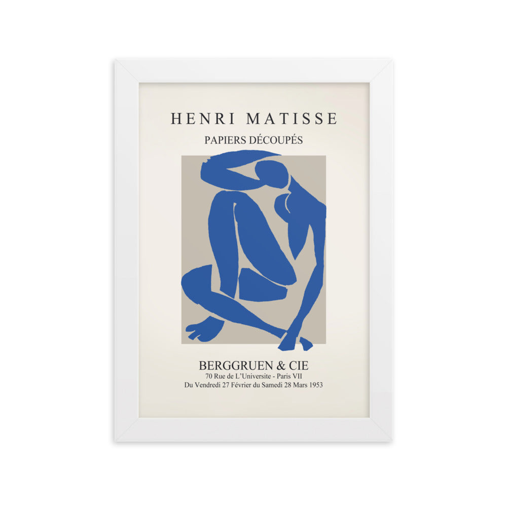 Poster - Henri Matisse, Papier Découpés blauer Akt Henri Matisse Weiß / 21×30 cm artlia