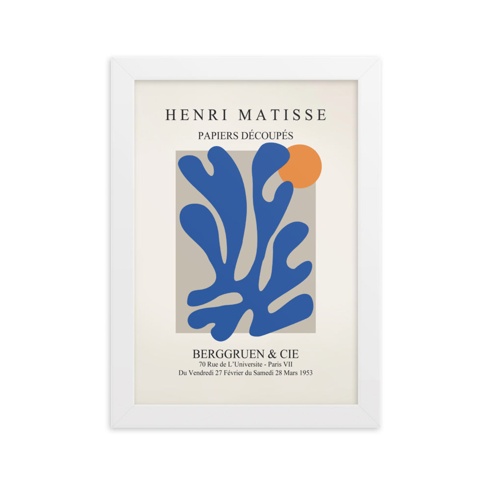 Poster - Henri Matisse, Papier Découpés blauer Garten II Henri Matisse Weiß / 21×30 cm artlia