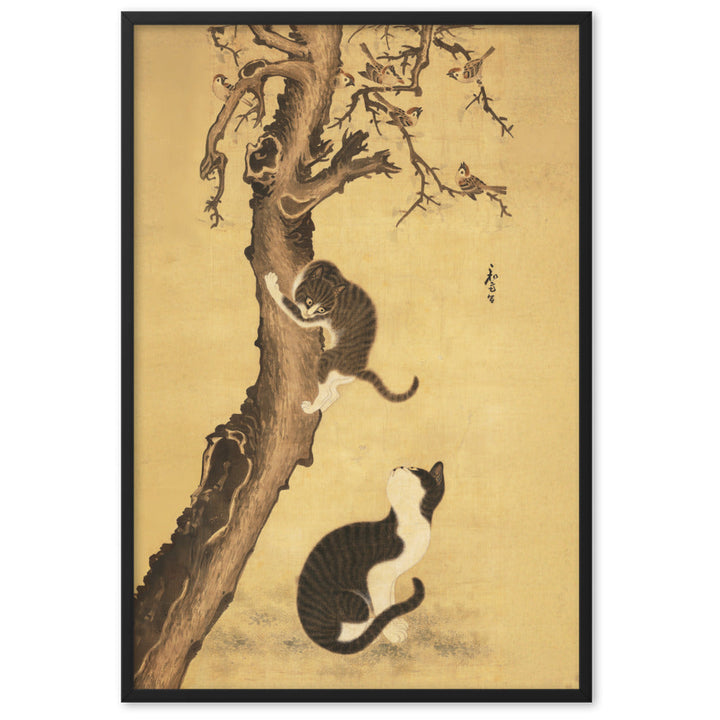 Poster - Katzen und Spatzen, Byeon Sang-byeok Byeon Sang-byeok Schwarz / 61×91 cm artlia