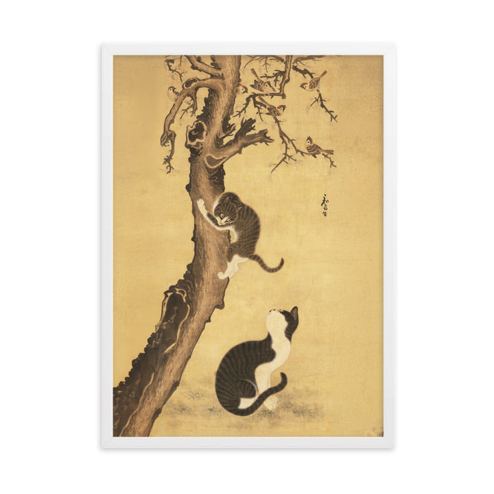 Poster - Katzen und Spatzen, Byeon Sang-byeok Byeon Sang-byeok Weiß / 50×70 cm artlia