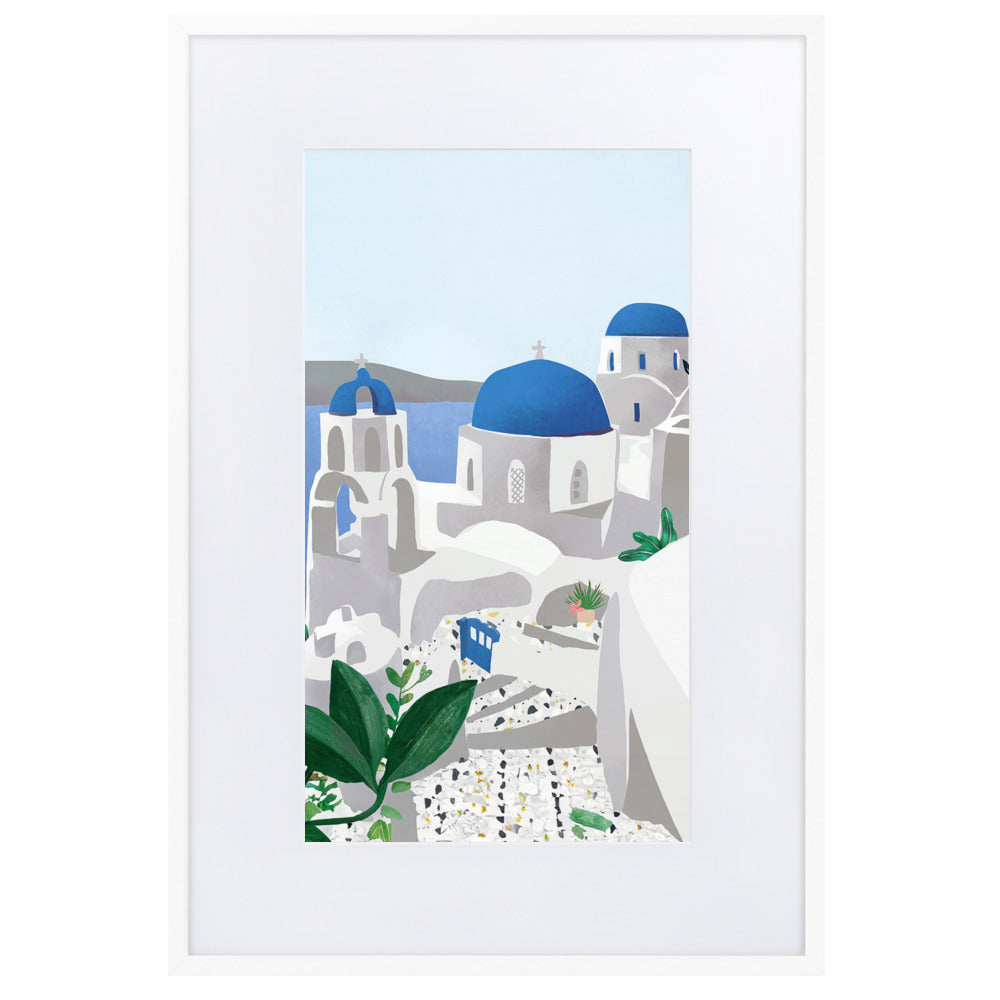 Poster mit Passepartout - Santorini Kuratoren von artlia Weiß / 61×91 cm artlia