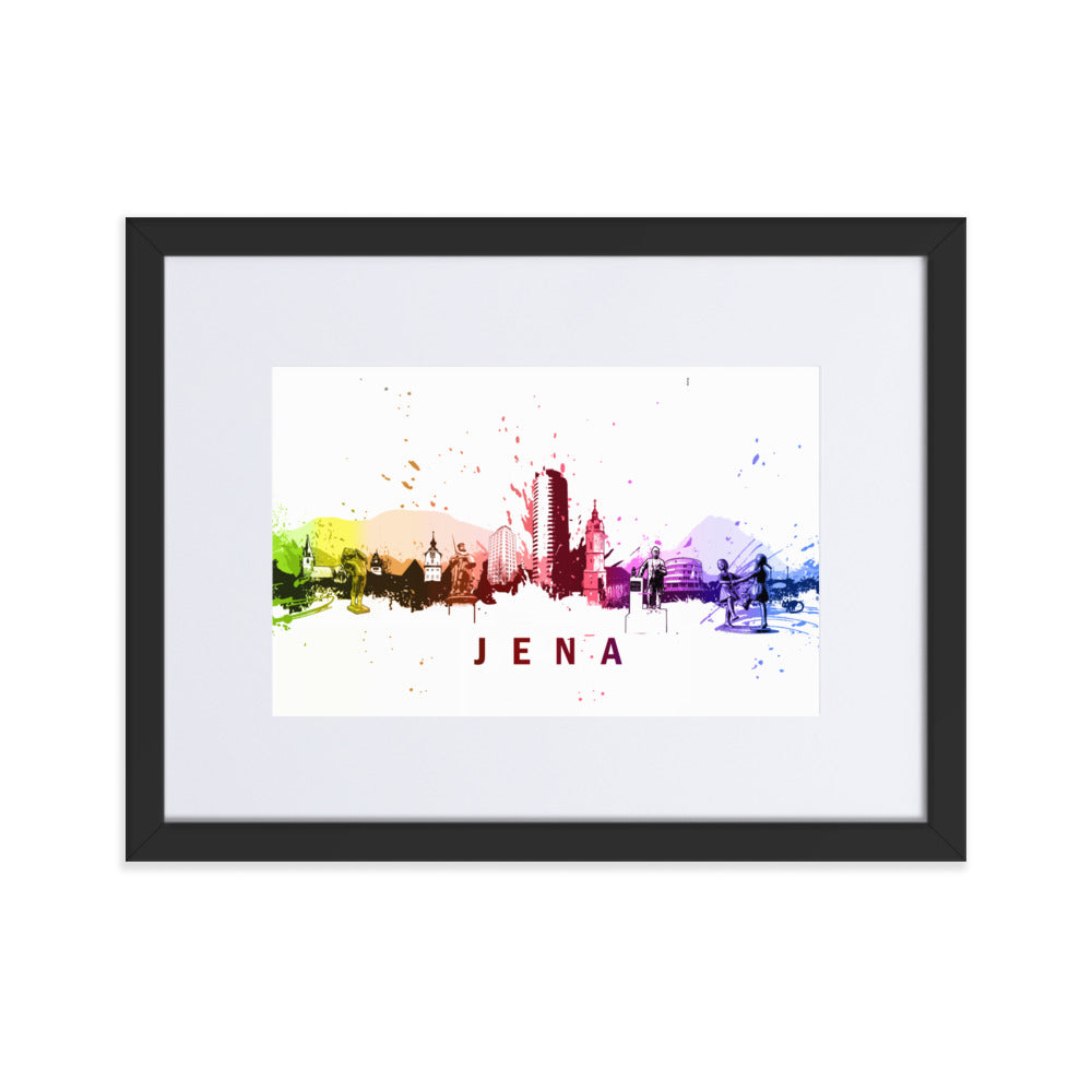 Poster mit Passepartout - Skyline Jena Marko Kurth Schwarz / 30×40 cm artlia