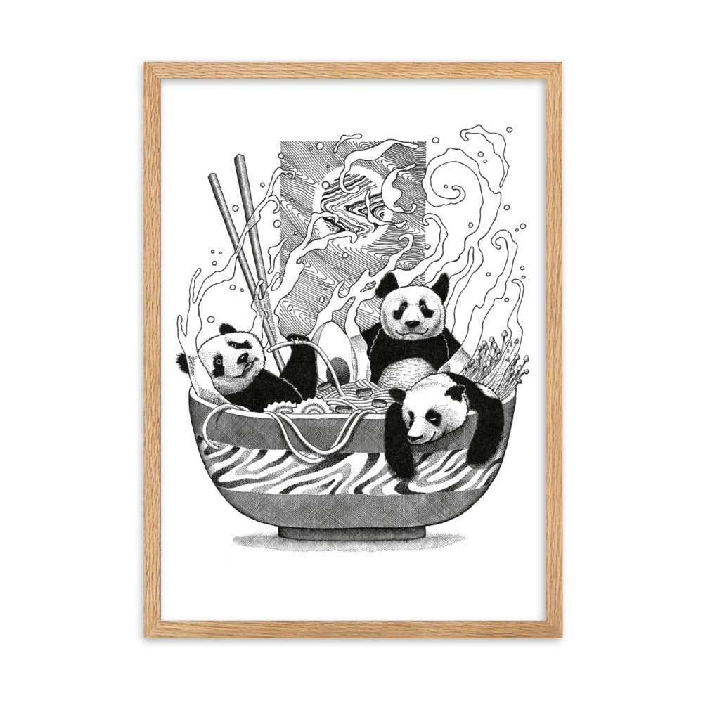 Poster mit Rahmen - Panda Ramen Pavel Illustrations Oak / 50×70 cm artlia