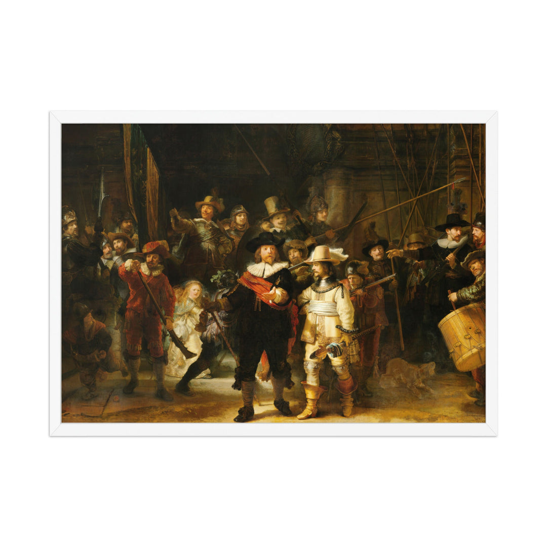 Poster - Rembrandt van Rijn, Die Nachtwache Rembrandt van Rijn Weiß / 50×70 cm artlia
