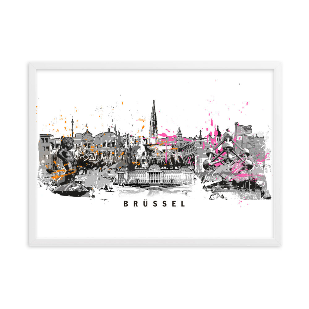 Poster - Skyline Brüssel Marko Kurth Weiß / 50×70 cm artlia