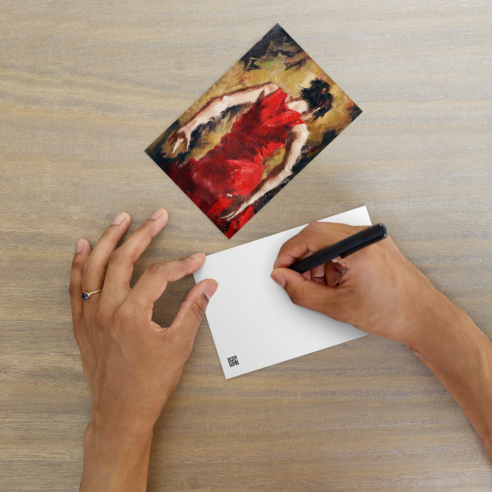 Postkarte - Tango Woman in Red Dress artlia