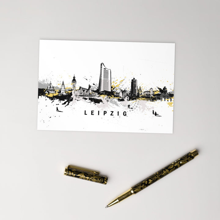 Postkarte - Skyline Leipzig