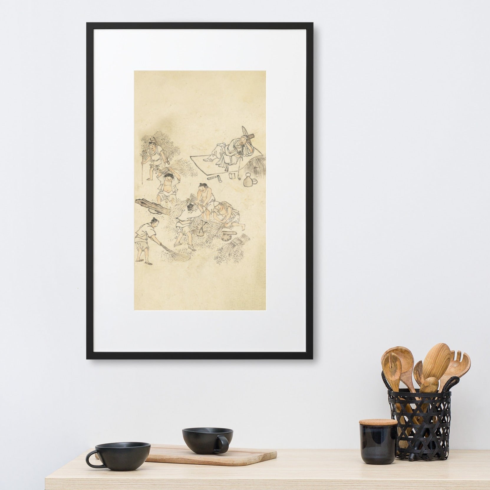 Threshing Threshing, Kim Hong-do - Poster in passepartout frame – ARTLIA